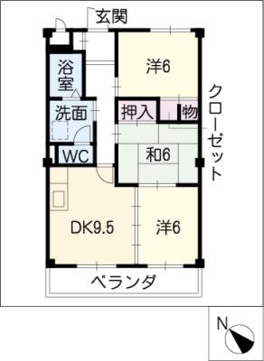 グリーンパーク新舞子(3LDK/3階)の間取り写真