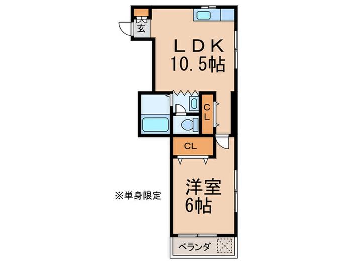 PARK PLACE(1LDK/2階)の間取り写真