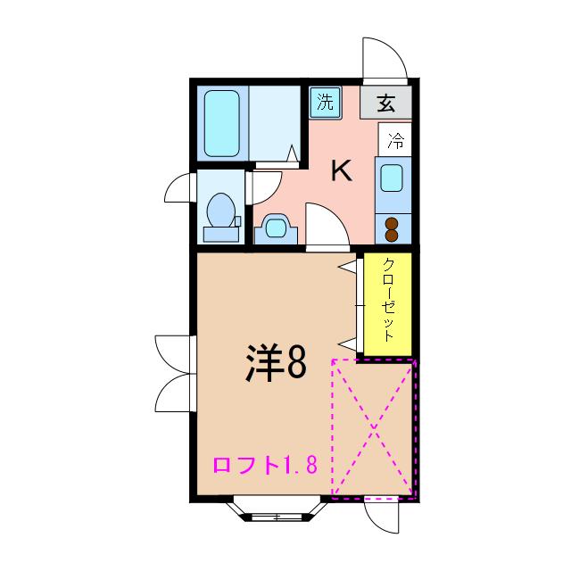 コーポビュー(1K/2階)の間取り写真