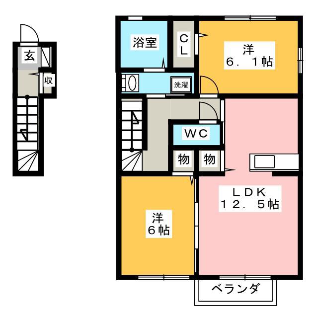 ONE PIECE(2LDK/2階)の間取り写真