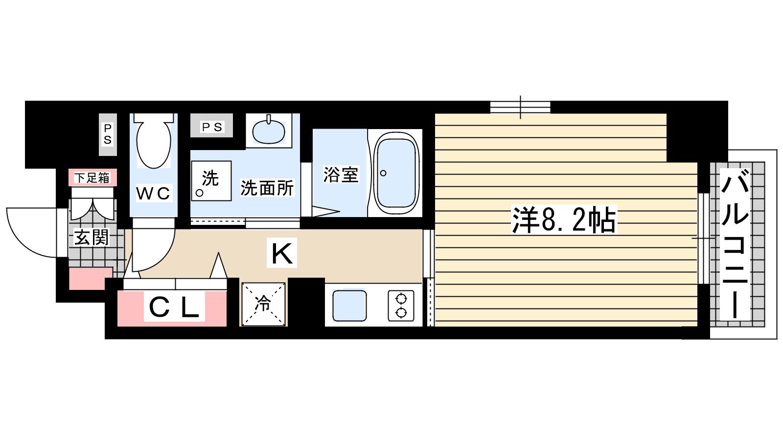 ミルト熊野(1K/1階)の間取り写真