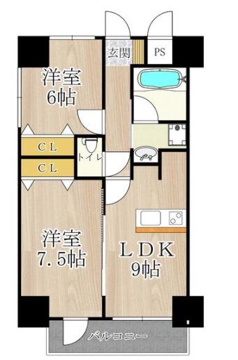 BGC難波タワー(2LDK/8階)の間取り写真