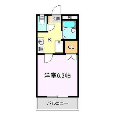 アステール(1K/2階)の間取り写真