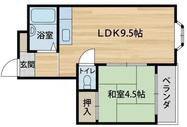 リバーサイドハイツ(1LDK/4階)の間取り写真