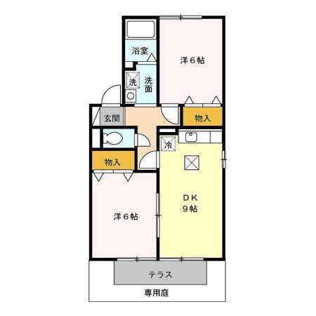 ハーヴェスト・パークA/B/C(2DK/1階)の間取り写真