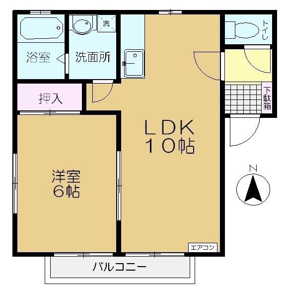 リバーヒルズ(1LDK/2階)の間取り写真