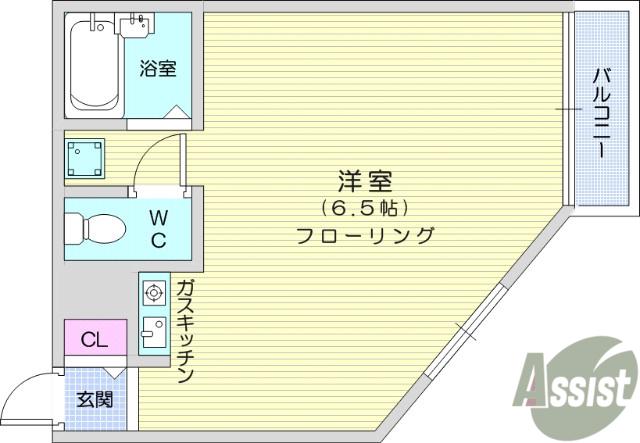 セントラルレジデンス(ワンルーム/2階)の間取り写真