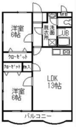 アビタシオンエドヤ(2LDK/2階)の間取り写真