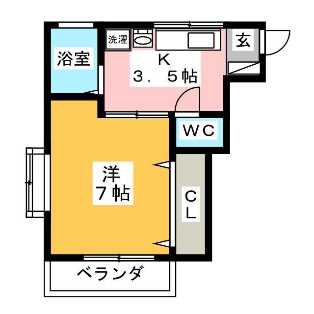 ベルハイツ(1K/3階)の間取り写真