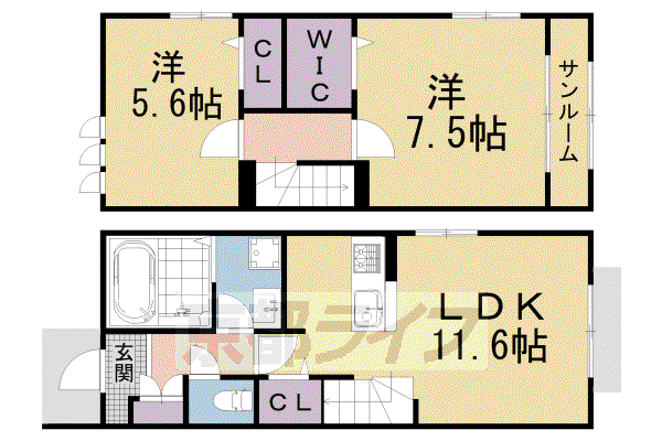 ウエストメゾンクワトロIII(2LDK/1階)の間取り写真