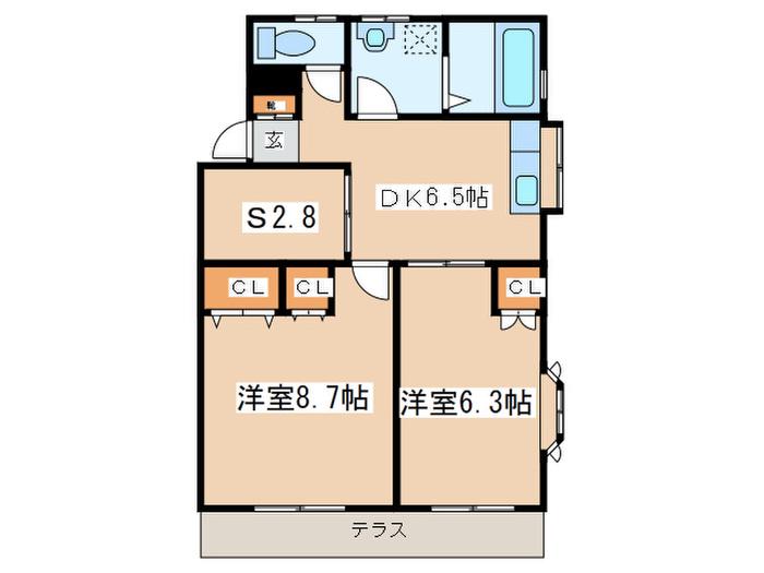 アカリサンパーク(2SDK/1階)の間取り写真