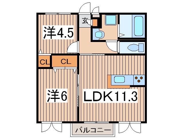 FOREST緑園壱(2LDK/1階)の間取り写真