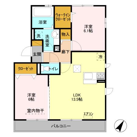 LUNA PIENA(2LDK/2階)の間取り写真