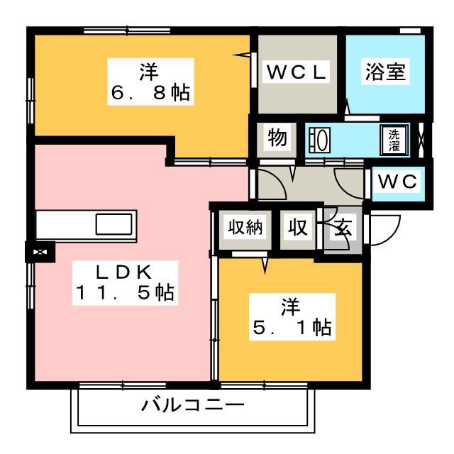 アムルーズ A(2LDK/2階)の間取り写真