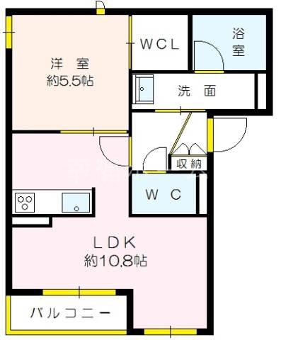 CREST蒲生(1LDK/1階)の間取り写真