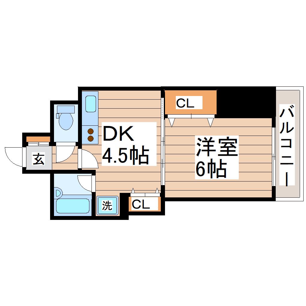 平和マンション北仙台(1DK/8階)の間取り写真