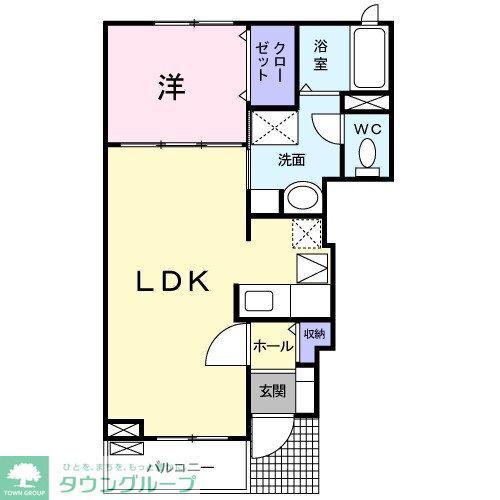 グリーンヒルズ(1LDK/1階)の間取り写真