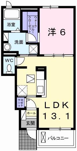 ニューアメニティー太子II(1LDK/1階)の間取り写真
