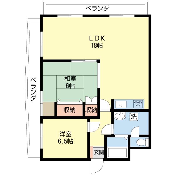 ラフェスタ彦根II(2LDK/2階)の間取り写真
