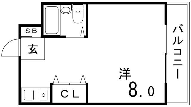 ルーブル西灘(ワンルーム/3階)の間取り写真