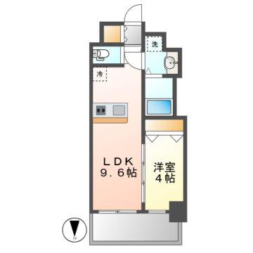 プレサンス今池駅前フェルディノ(1LDK/3階)の間取り写真