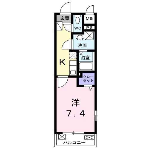 ラニカイ西鎌倉(1K/2階)の間取り写真