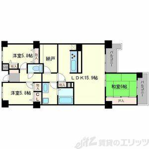 アーバンパーク緑地公園(3SLDK/5階)の間取り写真