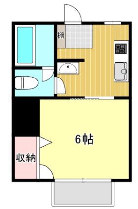 ラフィネヒルズ(1K/2階)の間取り写真