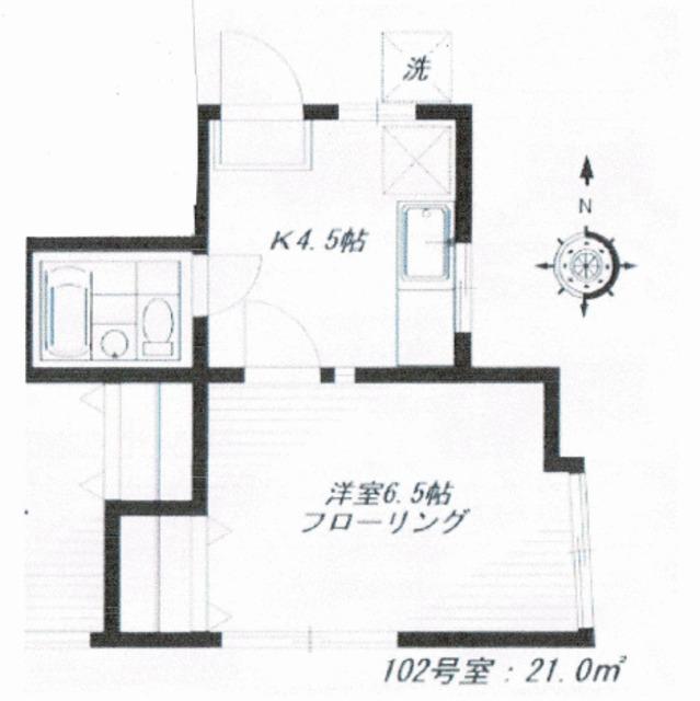 野方ハウス(1K/1階)の間取り写真