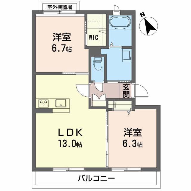 シャーメゾンスマイル(2LDK/2階)の間取り写真