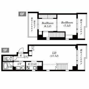 クレイドル遊園(2LDK/5階)の間取り写真
