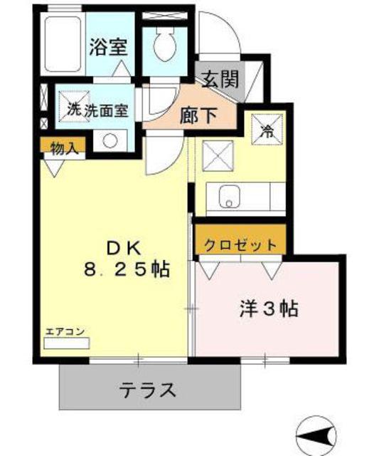 T′S ウエスト(1LDK/1階)の間取り写真