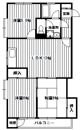 プラザ西鷺 2号棟(3LDK/3階)の間取り写真