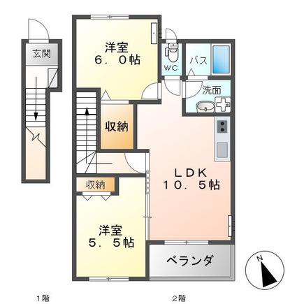 ドリーム 2LDK(2LDK/2階)の間取り写真