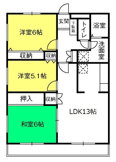 敬和レジデンス(3LDK/2階)の間取り写真