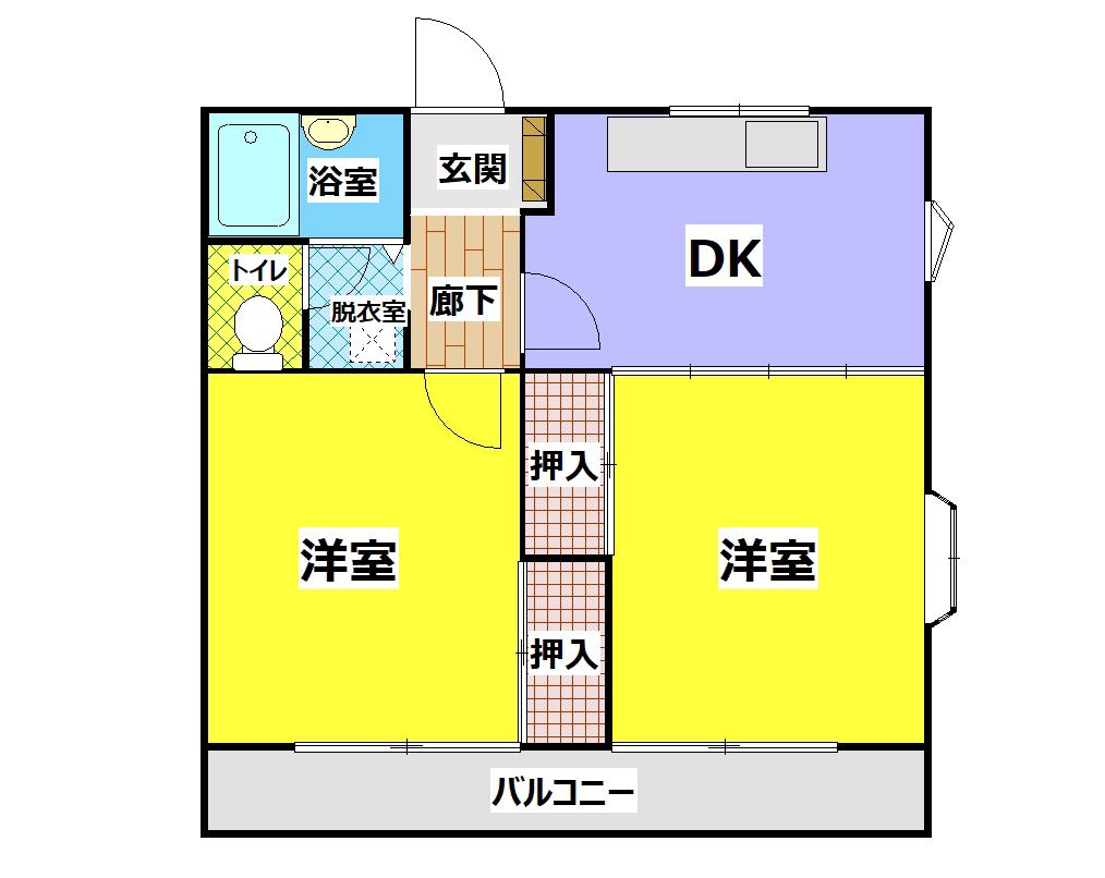 サンライズマンション(2DK/2階)の間取り写真