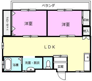 水田マンション(2LDK/3階)の間取り写真