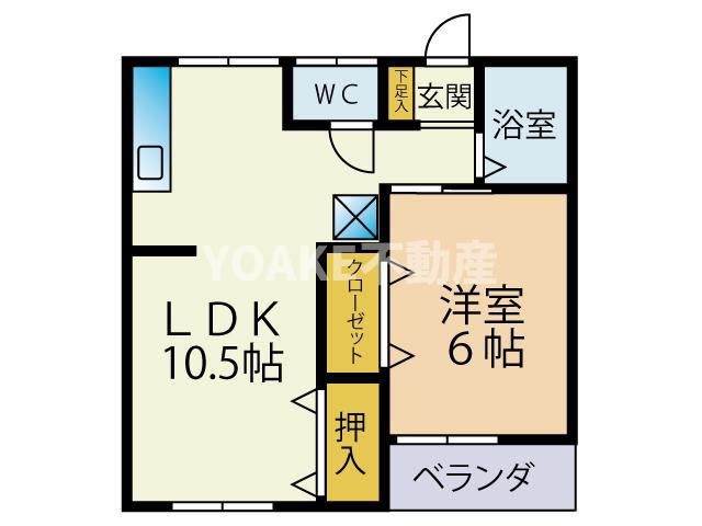 モクダイハイツ(1LDK/2階)の間取り写真