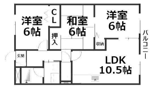 フローリーハイツII(3LDK/3階)の間取り写真