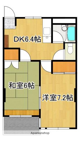 グランシェーヌ笛吹(2DK/2階)の間取り写真