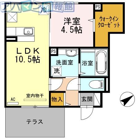 アリオール(1LDK/1階)の間取り写真