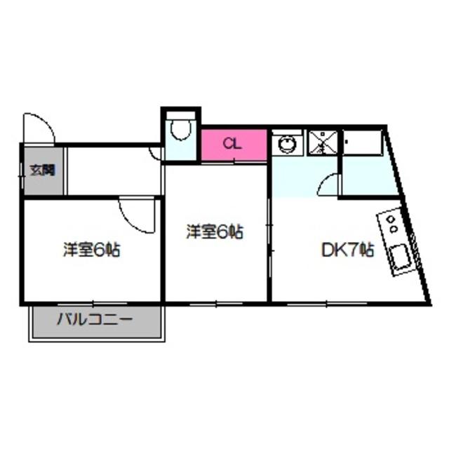 新橋ハイツ(2LDK/3階)の間取り写真