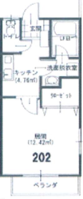 モイスチャーガーデン万町(1K/2階)の間取り写真