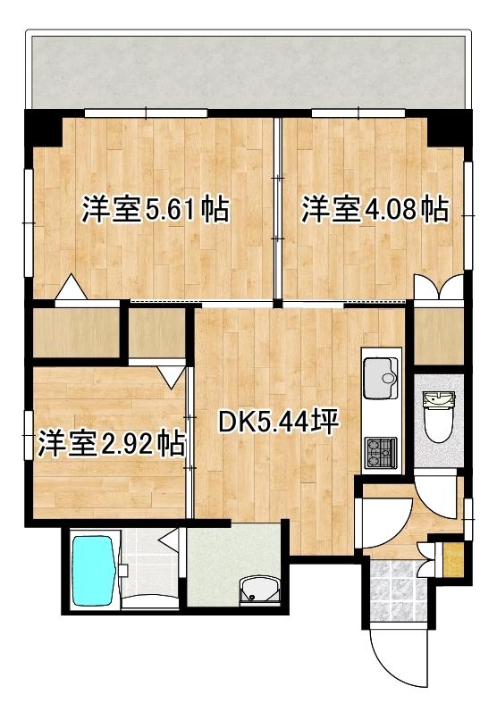 いわもとマンション(3DK/3階)の間取り写真