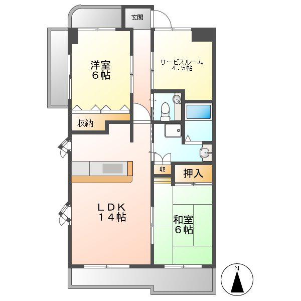 ミクニハイツⅡ(2SLDK/8階)の間取り写真
