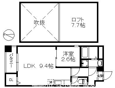 アリエスサン西新(1SLDK/3階)の間取り写真