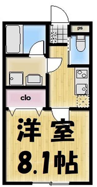 AMBITION BINGO(1K/1階)の間取り写真