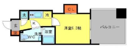 SERENITE本町エコート(1K/12階)の間取り写真
