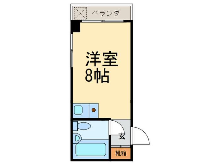 高台コーポ(ワンルーム/2階)の間取り写真