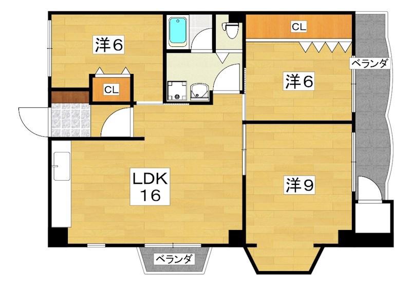 NO.3香里ニューハイツ(3LDK/7階)の間取り写真